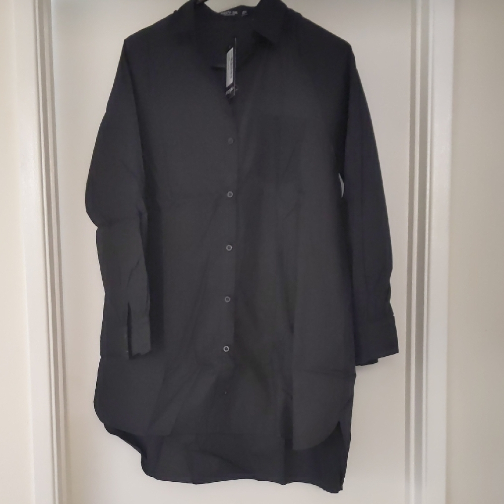Black Button-Up Shirt Dress